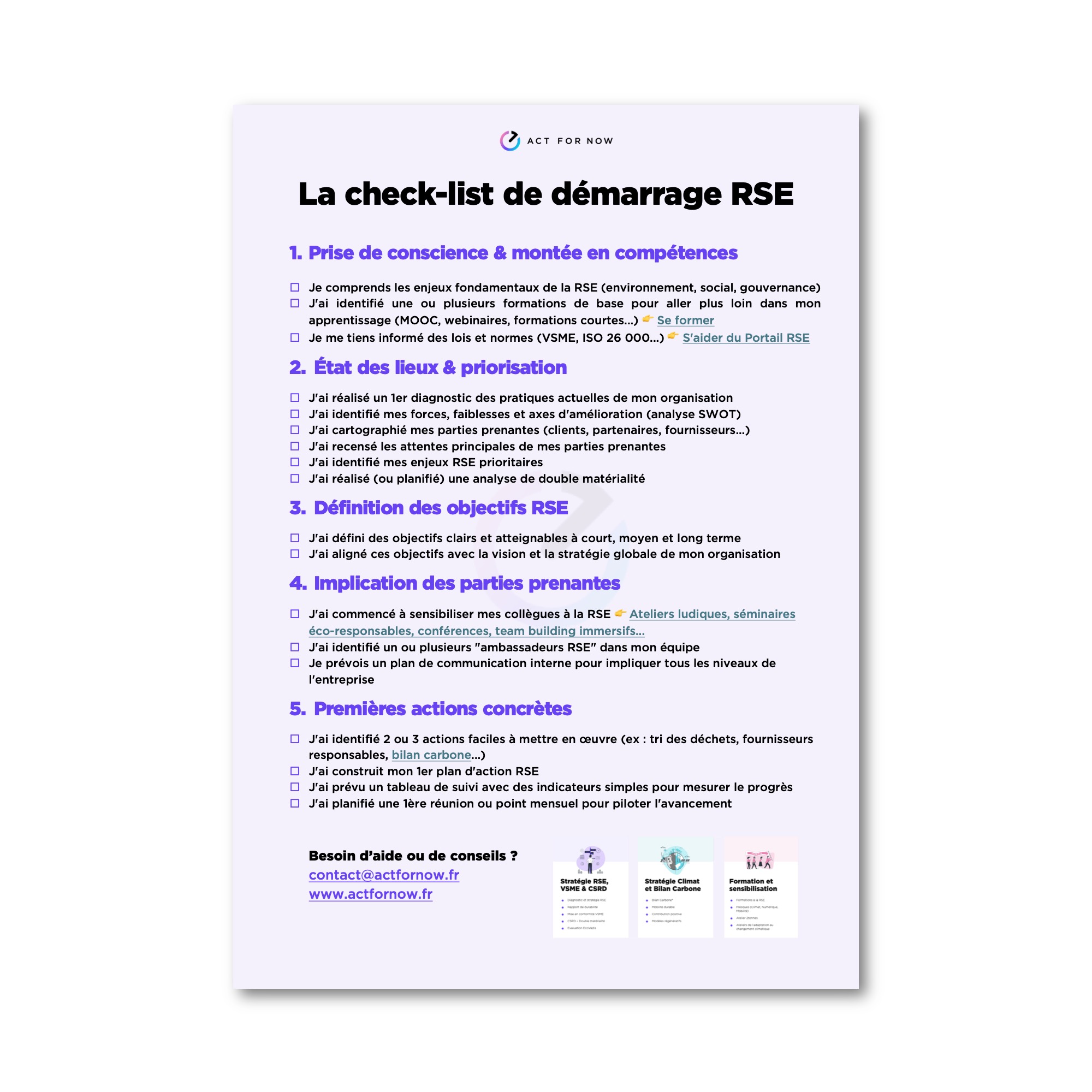 Check-list pour lancer votre démarche RSE